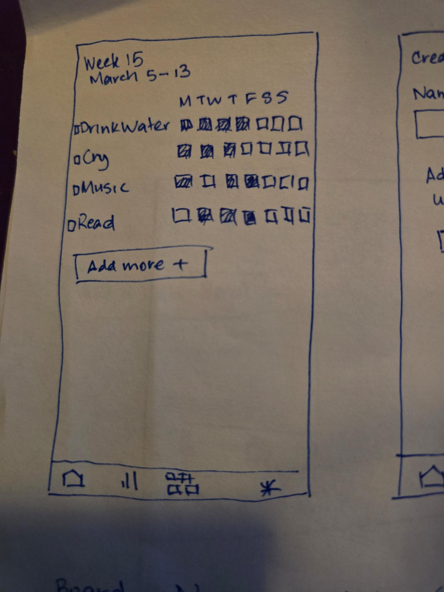 Pixelife weekly tracking view